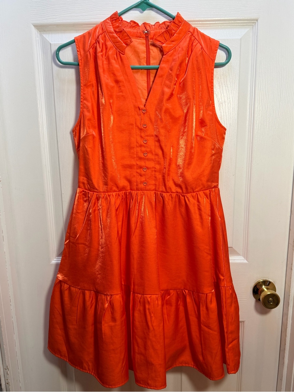 Fate Sleeveless Shiny Orange Tiered Dress